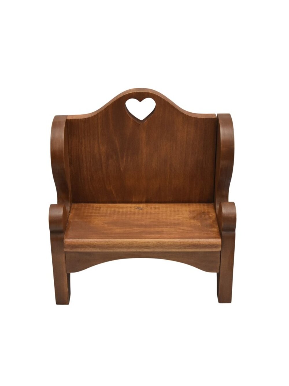 Vintage Wooden Doll Bench Heart Cutout Rustic Display Miniature Bench J&J
